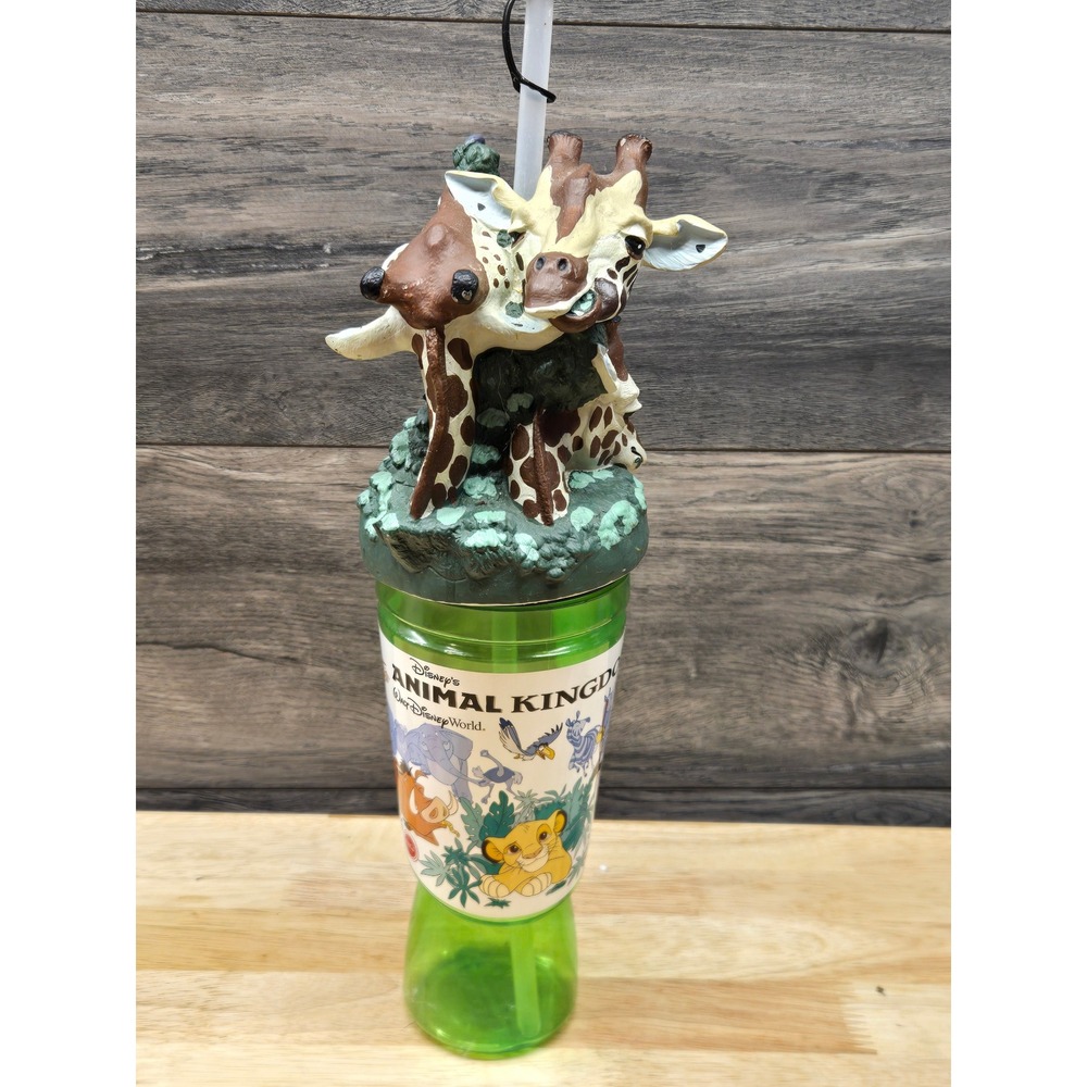Vintage 1999 Disney Animal Kingdom Giraffe Topper Cup Lion King Simba Tumbler